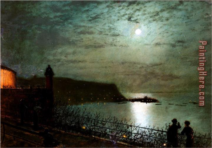 John Atkinson Grimshaw Scarborough by Moonlight From The Steps of The Grand Hotel